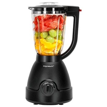 Imagen de Aigostar Herman Batidora de vaso 1000W, cristal 1,5L. Cuchillas 6 hojas con diseño 3D acero inoxidable tipo 304. Función P, 2 velocidades, 23000rpm, pica hielo. Libre BPA