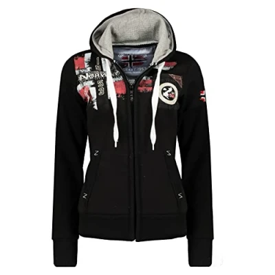 Imagen de Geographical Norway Fespote Lady Sudaderas Mujer con Capucha Y Bolsillos Sudadera Manga Larga Chaqueta Caliente Cremallera Jersey Mujeres Primavera Verano Otoño Invierno (Negro XL)
