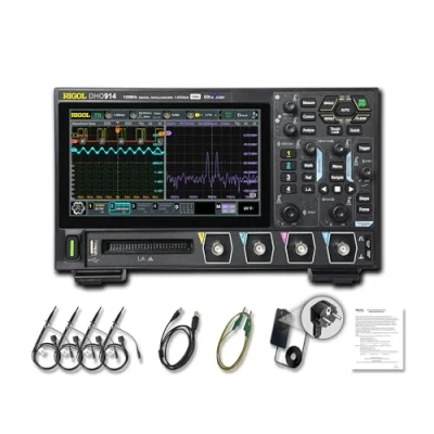 Imagen de RIGOL DHO914 Osciloscopio digital portátil, ancho de banda 125 MHz, 4 canales analógicos, 16 digitales, resolución vertical 12 bits, compatible con el análisis diagrama Bode.