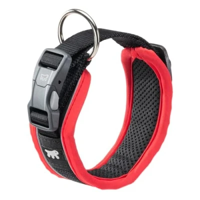 Imagen de Ferplast Collar Perro Genius C20/43, Reflectante, Transpirable, Ajustable, Cierre Magnetico Seguro con Hebilla Rápida, Collares para Perros Medianos, Suave Acolchado, Rojo