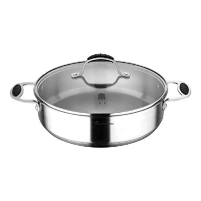 Imagen de MasterPro Olla 28x7,5 cm con Capacidad de 4,5l en Acero Inoxidable Bergner colección Foodies, Plata