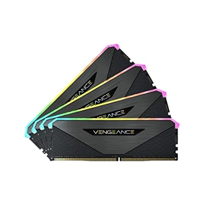 Imagen de Corsair Vengeance RGB RT 32GB (4x8GB) DDR4 3600MHz C18 Memoria de Sobremesa (Iluminación Dinámica RGB, Optimizado para AMD 300/400/500 Series, Compatible con Intel Series) Negro