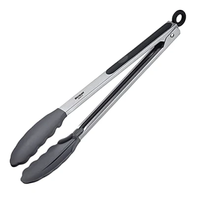 Imagen de Westmark pinzas para servir, Con aletas de silicona y asas engomadas, Longitud: 34 cm, Acero inoxidable/plástico/silicona, Classic Silicone Maxi, Plata/negro, 16182270