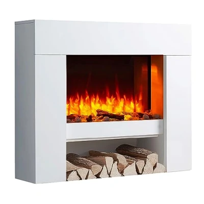 Imagen de RICHEN Chimenea eléctrica Naran de pie con calefacción, iluminación LED, Efecto Llama 3D y Mando a Distancia Gris
