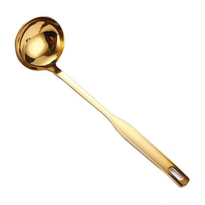 Imagen de Anawakia Cucharón de sopa acero inoxidable, cuchara sopa, gachas avena, grande para servir (dorado)