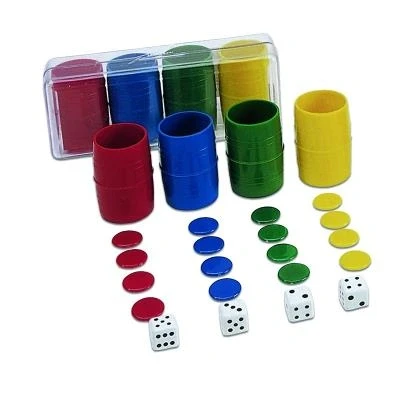 Imagen de Cayro Accesorios para Parchís + 5 Años Caja de Plástico Juegos Mesa Niños y Adultos 4 Cubiletes, 24 Fichas 6 Dados 2 a Jugadores