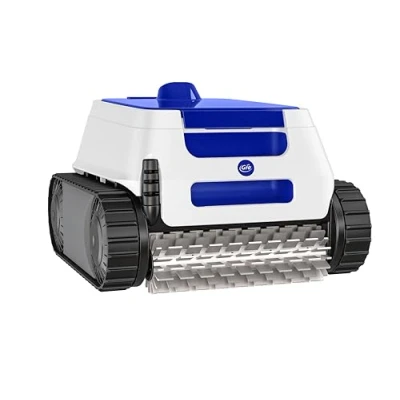 Imagen de Gre ER230 Robot limpiafondos eléctrico para piscinas enterradas de hasta 9 x 4 m, limpia fondo, paredes y línea agua en 2h, Blanco, Azul Negro