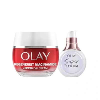Imagen de Olay Niacinamida + SPF30 Crema Hidratante de Día 50ML Y Súper Sérum 5 Beneficios en 1, 14ML. Pack 2 Unidades. Piel Más Firme Hidratada