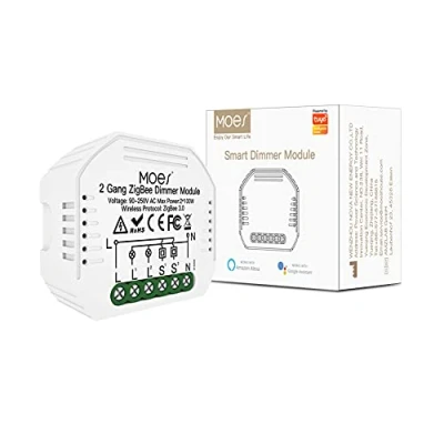 Imagen de MOES Smart Alexa regulador de luz, módulo relé, interruptor inalámbrico LED, compatible con Life/Tuya App, Google Home, Funciona solo Tuya ZigBee Gateway