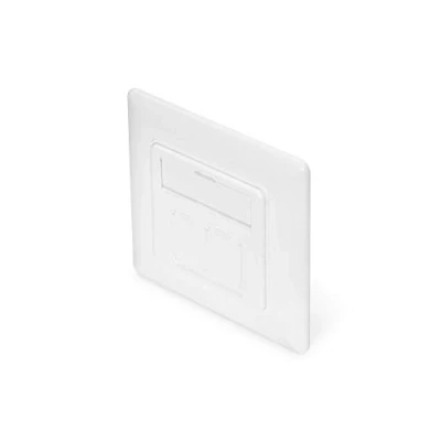 Imagen de Caja de conexiones DIGITUS para módulo keystone 2 puertos en ángulo 45 adecuada el diseño con tapa protectora contra polvo blanco