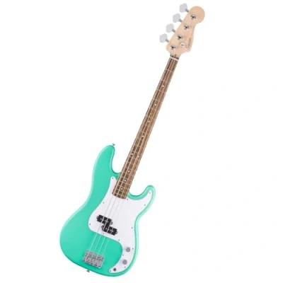 Imagen de Squier by Fender Debut Collection Precision Bass, Diapasón de Laurel, Golpeador Blanco, Seafoam Green