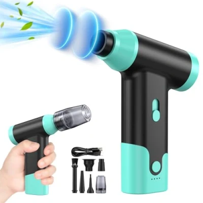 Imagen de Aire comprimido limpieza [potente motor sin escobillas y núcleo] 150000 RPM Soplador de Mini Polvo Eléctrico Inalámbrico para teclado, coche, casa mascotas