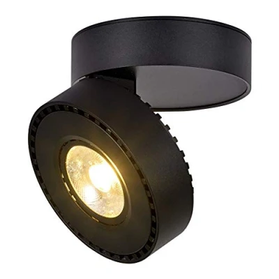 Imagen de Dr.lazy 12W LED Focos para el techo,Focos de pared, Lámpara techo, salón, Luz techo led, Plafón con Focos, IP20, 10X10x6CM (Negro/blanca cálida)