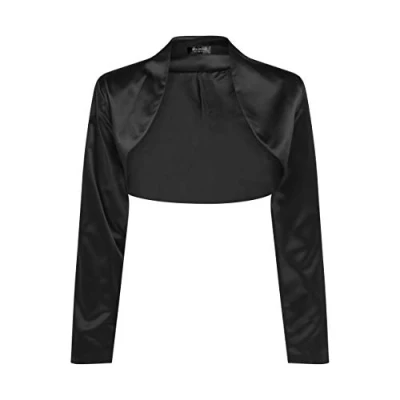 Imagen de Bolerose Formal Satén Manga Larga Bolero (Negro, 5XL)