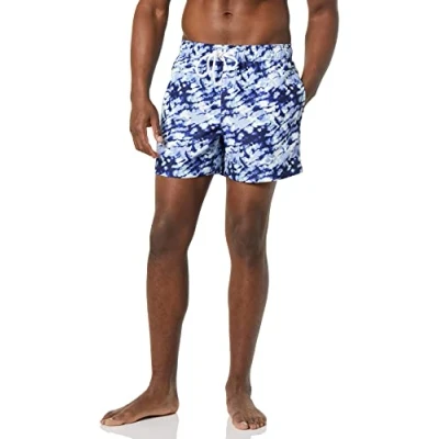 Imagen de Amazon Essentials Bañador de secado rápido con entrepierna 12,7 cm Hombre, Azul Marino Teñido Anudado, XXL
