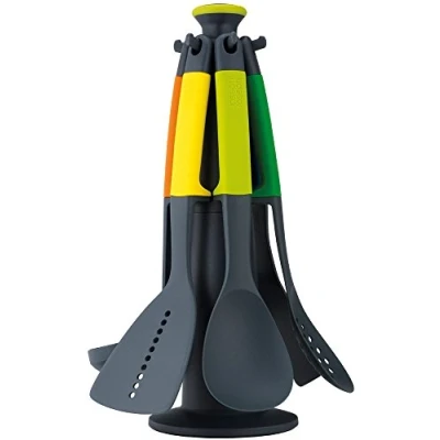 Imagen de Joseph Elevate Set de 6 utensilios cocina con soporte giratorio, nylon, resistente a altas temperaturas Multicolor