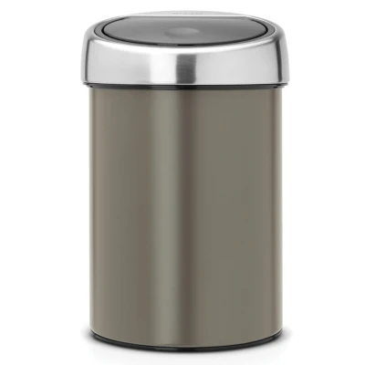 Imagen de Brabantia Touch Bin 364464 cubo de basura, 3 l, interior plástico extraíble, tapa acero mate, color platinum