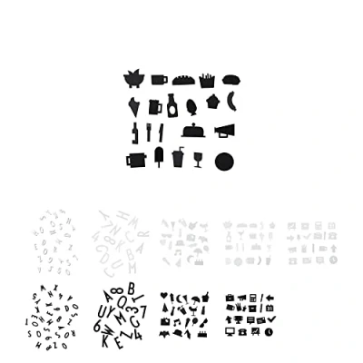 Imagen de Design Letters Iconos de comida for tablero letras 21 piezas (Negro) Haga su propia tarjeta menú u organice comidas semanales en el