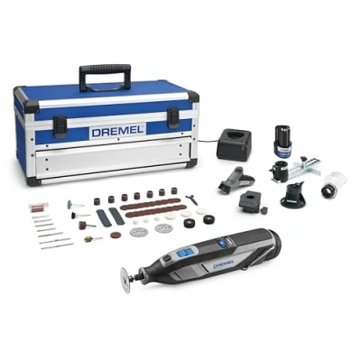 Imagen de Dremel 8240 Multiherramienta sin cable con batería de litio 12V 2Ah, kit 5 complementos y 65 accesorios, Velocidad variable 5000 35 000 rpm carga rápida estuche Platinum