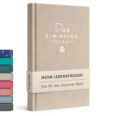 Imagen de Das 6 Minuten Tagebuch PUR (La versión de seguimiento) Diario gratitud, antiestrés minutos al día para tu desarrollo personal, más amor propio y atención plena (Natural, Alemán (German))