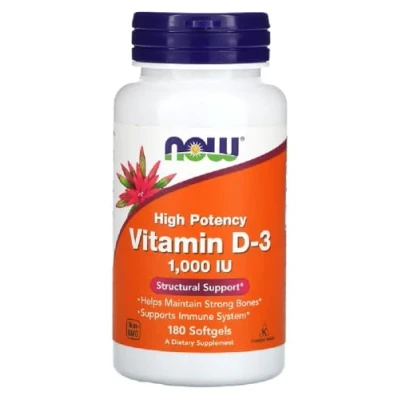 Imagen de Now Foods VITAMIN D 3 1000 IU Vitamina UI Apoyo al Sistema Inmunológico y Salud Ósea 180 Cápsulas Blandas