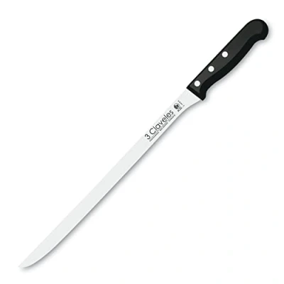 Imagen de 3 Claveles Pom Cuchillo jamonero de 30 cm, Acero Inoxidable, Negro