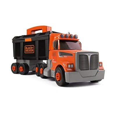 Imagen de Smoby Camión Black and Decker con Caja de Herramientas Extraíble y Grúa, para Niños a Partir 3 Años (360175)
