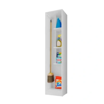 Imagen de Buyqualia Armario hogar escobero Multiusos en Color Blanco (Alto 170 cm/Ancho 35 cm/Fondo 32 cm)