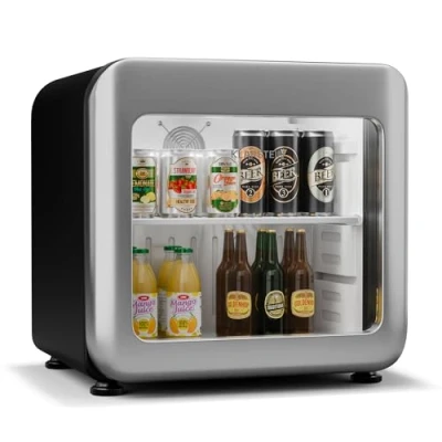 Imagen de KLARSTEIN Audrey EVO Nevera Bebidas 46L Frigorífico para Bebidas, Puerta Doble Acristalamiento, Iluminación Led, Termostato Mecánico, Clase Energética C, 0 10C, Plata