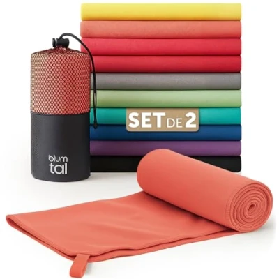 Imagen de Blumtal toalla microfibra 180x90 cm + 80x40 toallas gimnasio de secado rápido gym para coral