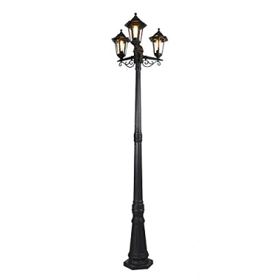 Imagen de QAZQA Clásico/Antiguo Farol clásico negro 3 luces IP44 NEW HAVEN Vidrio/Plástico Alargada Adecuado para LED Max. x 15 Watt