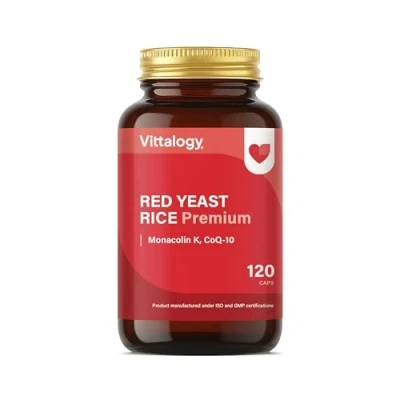 Imagen de Vittalogy Red Yeast Rice Premium. Levadura de Arroz Rojo Con Coenzima Q10. Reduce el Colesterol. Monakolina K Extracto Cardo Mariano, Policosanol Y 120 Cápsulas