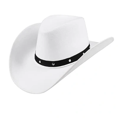 Imagen de Boland 04384 Sombrero de Vaquero Wichita, Blanco, Fieltro, Sheriff, Salvaje Oeste, disfraz, fiesta temática, carnaval