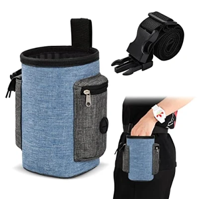 Imagen de Dokeno Bolsa Premios Perro, Entrenamiento Cinturón Ajustable, Portátil Dog Food Bag, para Pasear Perros, Manos Libres, de Comida Viajes, Caminatas ((Azul))
