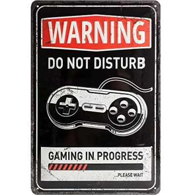 Imagen de Nostalgic Art Cartel de Chapa Retro Gaming in Progress Idea Regalo para Gamers, metálico, Diseño Vintage decoración Pared, 20 x 30 cm