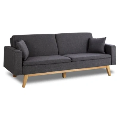 Imagen de ZZ DON DESCANSO Reine Sofá Cama 3 plazas, Tapizado en Tela, Sistema Apertura de Libro o Clic clac, Incluye 2 Cojines, Color Gris Marengo, sofá: 201 x 73 79 cm, Cama: 99 42 cm