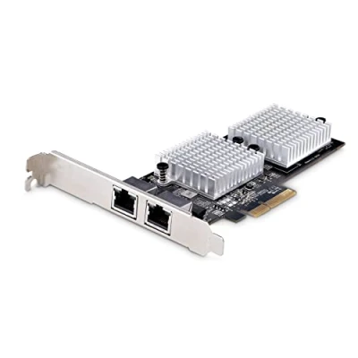 Imagen de StarTech.com Tarjeta PCI Express Adaptadora de Red Ethernet 2 Puertos RJ45 para Servidores o PCs con Soporte Tramas Jumbo LAN 10GBASE T NBASE (ST10GSPEXNDP2)