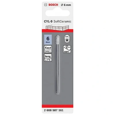 Imagen de Bosch 1x Broca Para Azulejos CYL 9 SoftCeramic (Para Baldosas Cerámicas Blandas, Accesorio Taladros), Ø 6 mm