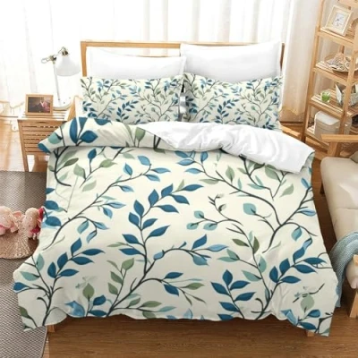 Imagen de Flores Respirable Funda Edredon Fundas De Edredón Juego 3 Piezas con Almohada Cama para Niños Y Niñas King（220x240cm）