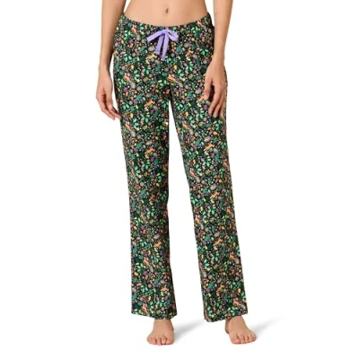 Imagen de Amazon Essentials Pantalón para dormir de franela (disponible en tallas grandes) colores interrumpidos Mujer, Negro Folclórico, S