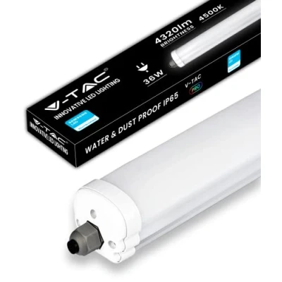 Imagen de V TAC Pantalla LED Luminaria Estanca 120 CM 36W Chip Samsung Lámpara Tublo 4320 Lumen IP65 para Pared, Garaje, Tienda 120LM/W Plafone Luz Blanco Neutro 40000k