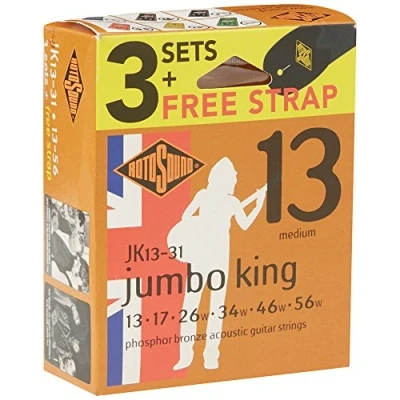 Imagen de Rotosound JK Guitarra Acústica Jumbo King Bronce Fosforado 3 piezas+Correa JK13 31 F