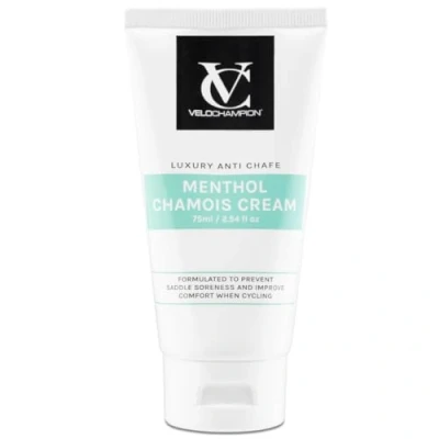 Imagen de VeloChampion Crema Antirozaduras Lujosa Mentol para Ciclismo y Carrera Badana de Vegana Reduce Fricción en Muslos Pies (75ml)