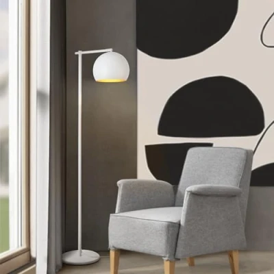 Imagen de lux.pro Lámpara de Pie para Sala Despacho Iluminación Suave Indirecta Pantalla en Forma Media Esfera 1x E27 60 W Metal 156 x 30 cm Blanco