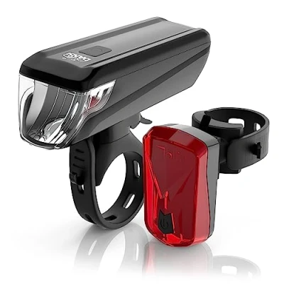 Imagen de DANSI Juego de Luces para Bicicleta StVZO I luz LED Delantera + Trasera conmutable 15 100 Lux y Resistente a la Lluvia Bike Light