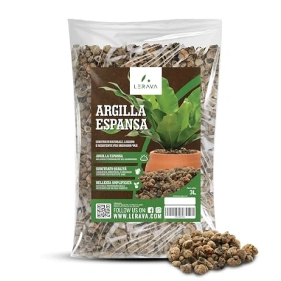 Imagen de LERAVA® Arcilla Expandida para Plantas [Drenaje Superior] 3L Ideal Drenaje y Decoración en Macetas, Jardinería Sostenible, Previene Infestantes, Mejora Estructura del Suelo Suculentas