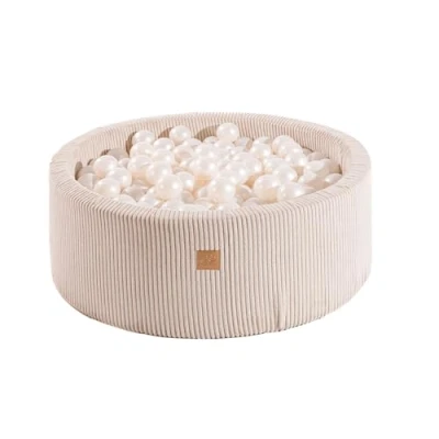 Imagen de MEOWBABY Piscina de Bolas 90x30cm/200 para Bébé, Redonda, Pana, Crudo: Blanco Perla