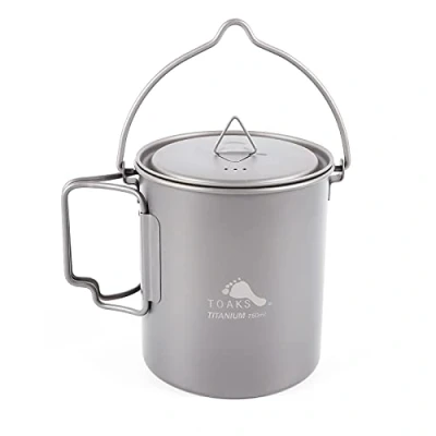 Imagen de TOAKS Titanio 750ml Olla mochilero Camping Pot Taza Ultraligero Utensilios de cocina con mango fianza