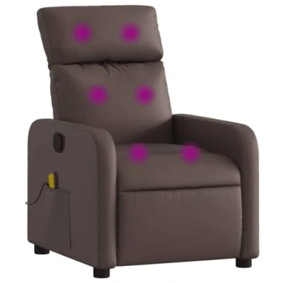 Imagen de vidaXL Sillón de Masaje Reclinable, Silla con Respaldo Reposabrazos, Butaca Relax Descanso TV, Asiento para Casa, Cuero Sintético Marrón