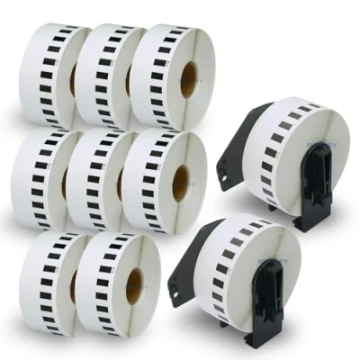 Imagen de BETCKEY 10 Rollos de DK 22210 Cinta Continua Papel Térmico Compatible con Brother, 29mm x 30.48m, continuous Etiquetas para Impresoras QL (2 Soportes Etiqueta)